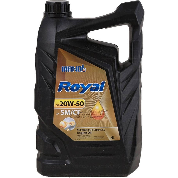 روغن موتور ایرانول رویال 20W-50 SM حجم 4 لیتر