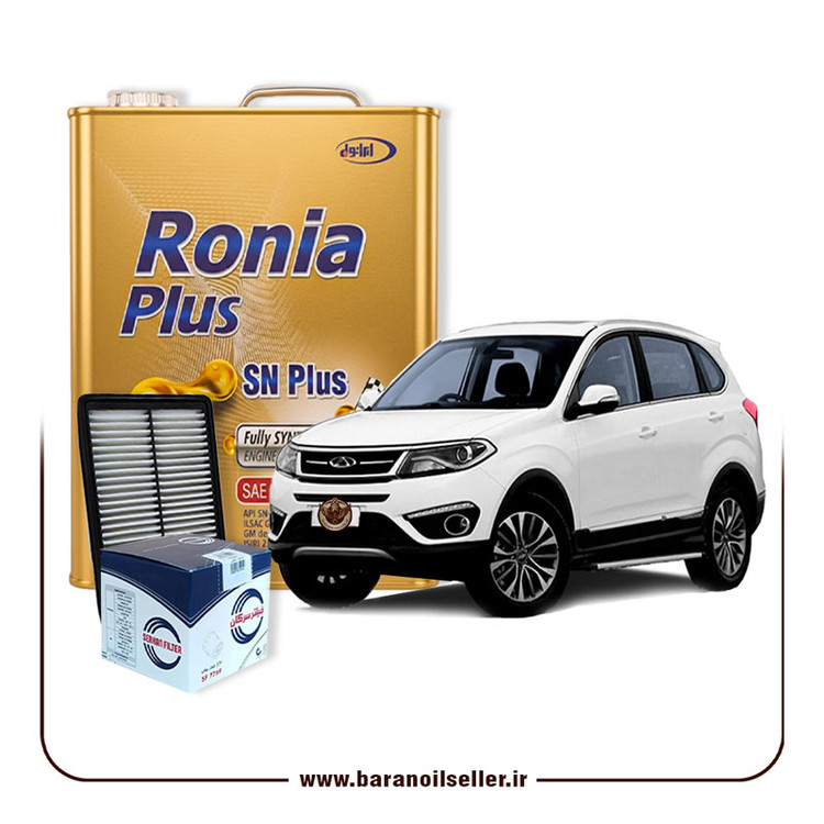 پکیج کامل سرویس دورهای تیگو 5 – روغن موتور ایرانول رونیا پلاس + فیلتر روغن و هوای اصلی